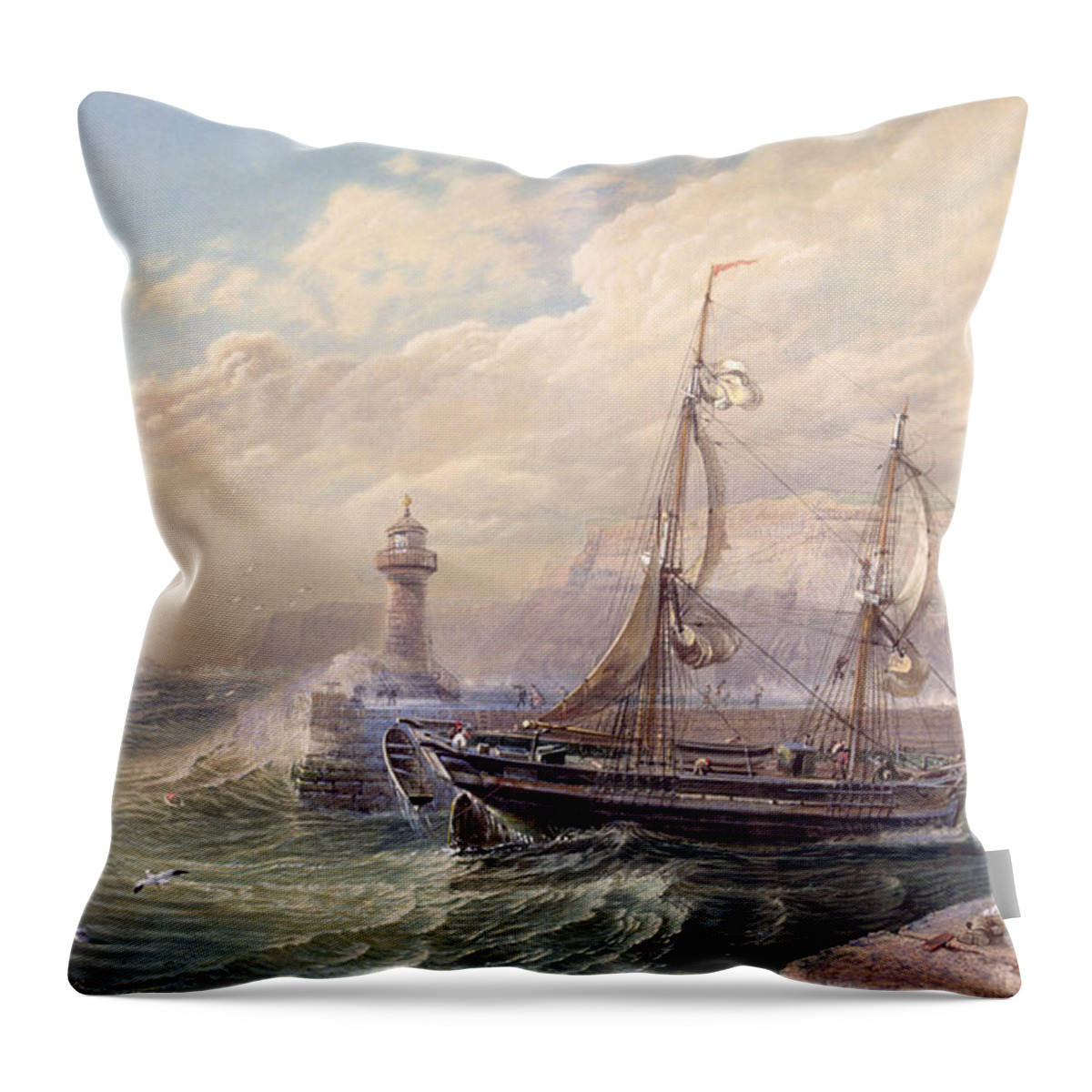 Whitby Throw Pillow featuring the painting Whitby, 1883 by Samuel Phillips Jackson