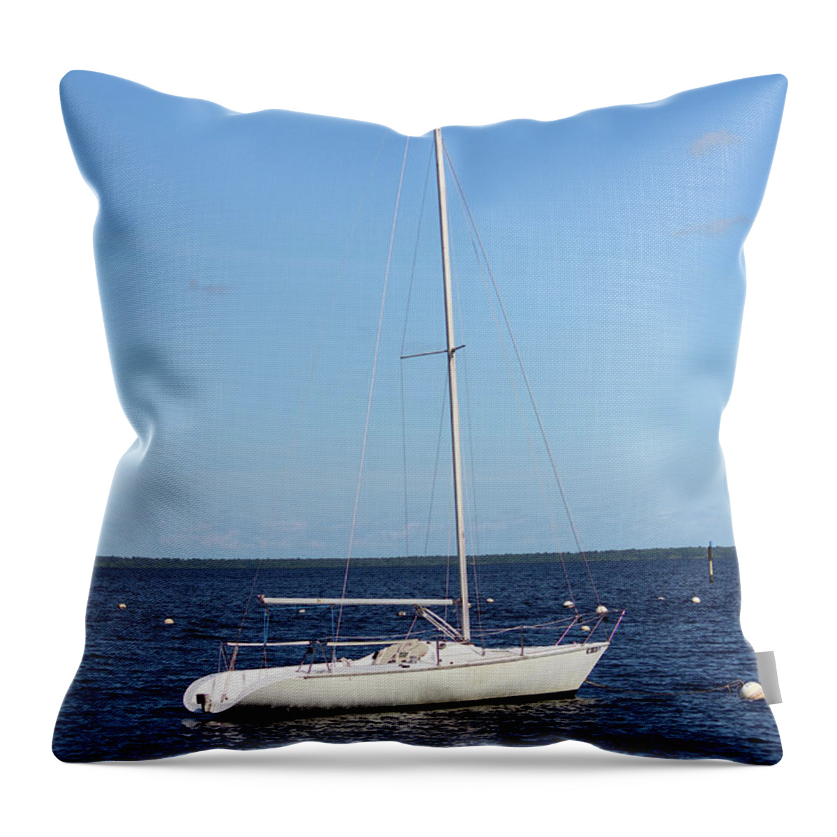 Boat Throw Pillow featuring the photograph White And Blue by Cynthia Guinn