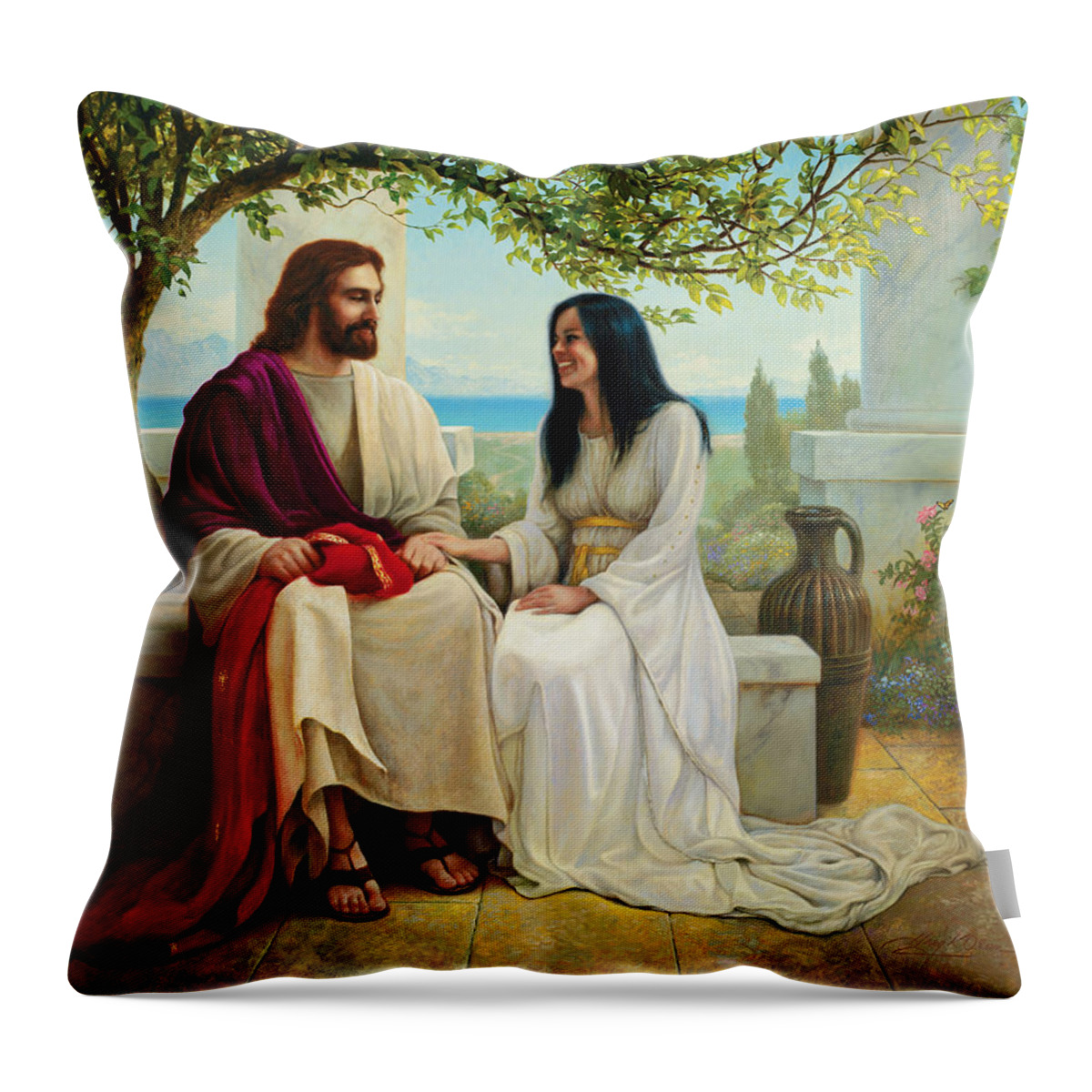 Jesus Throw Pillow featuring the painting White as Snow by Greg Olsen