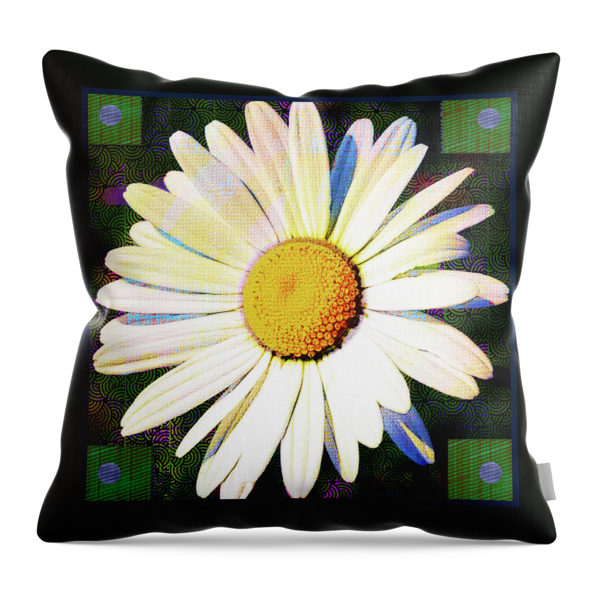 Flower Throw Pillow featuring the digital art White Daisy Bud by Rod Whyte