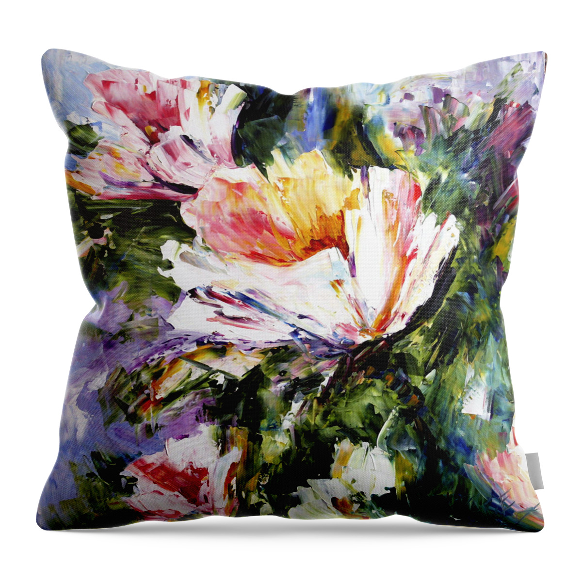 White Flowers Throw Pillow featuring the painting White Flowers by Laurie Pace