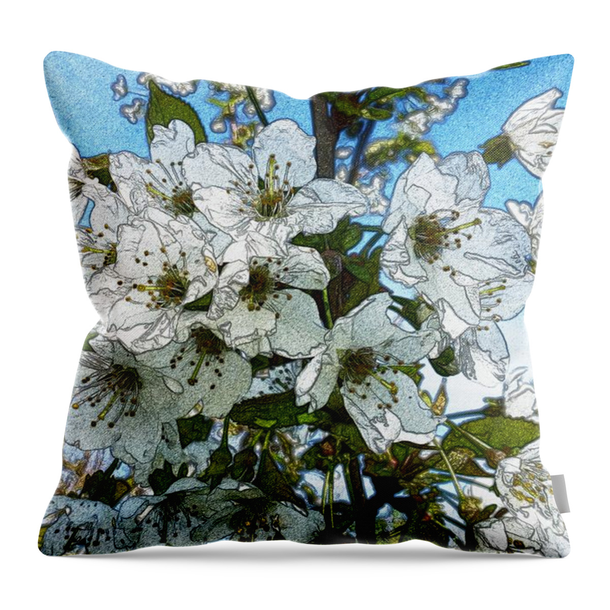 Bloom Throw Pillow featuring the photograph White Flowers - Variation 1 by Jean Bernard Roussilhe