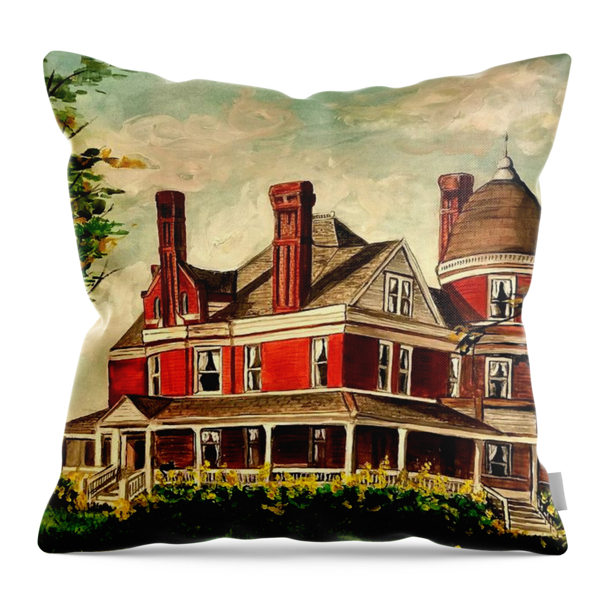 White Hall Throw Pillow featuring the painting White Hall by Alexandria Weaselwise Busen