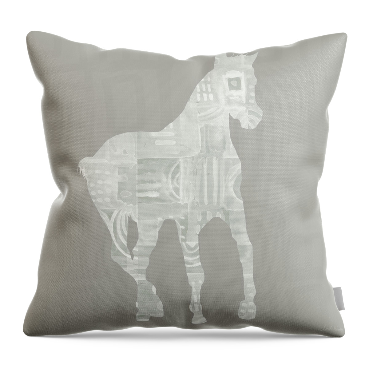 Horse Throw Pillow featuring the painting White Horse 3- Art by Linda Woods by Linda Woods