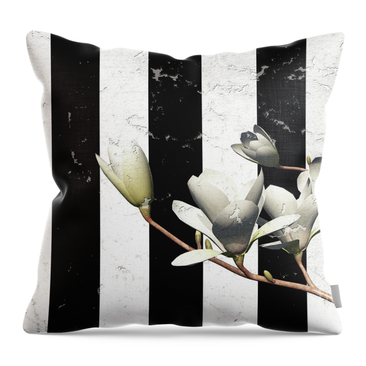Digital Art Throw Pillow featuring the digital art White Magnolia ..digital by Elaine Manley