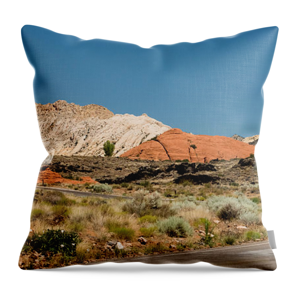 Sand Throw Pillow featuring the photograph White Navajo Sandstone Petrified Sand Dune by Mary Jane Armstrong
