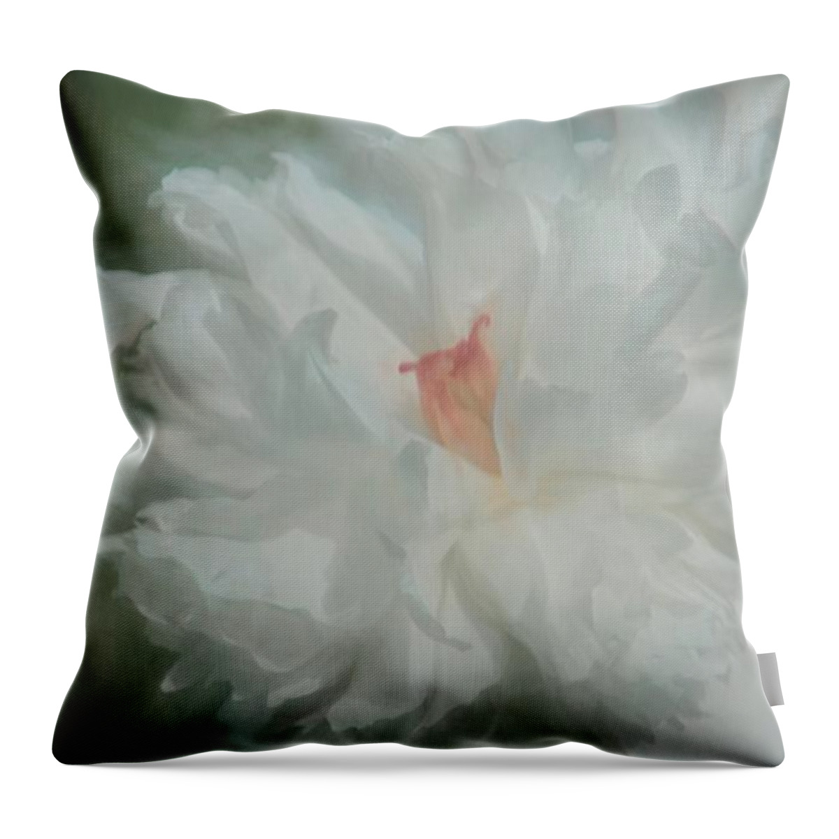 Peony Throw Pillow featuring the photograph White Peony by Benanne Stiens