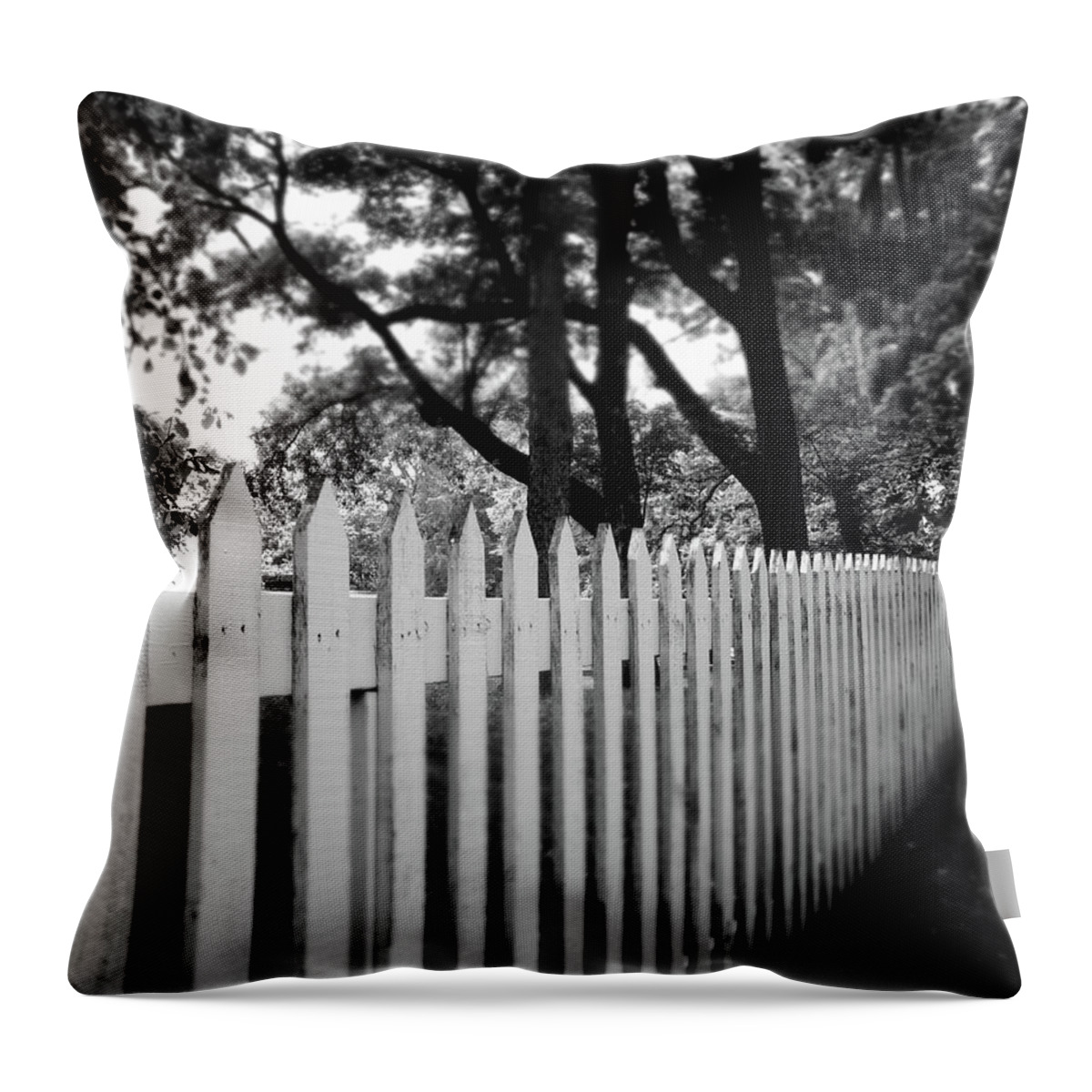 Picket Fence Throw Pillow featuring the photograph White Picket Fence- by Linda Woods by Linda Woods