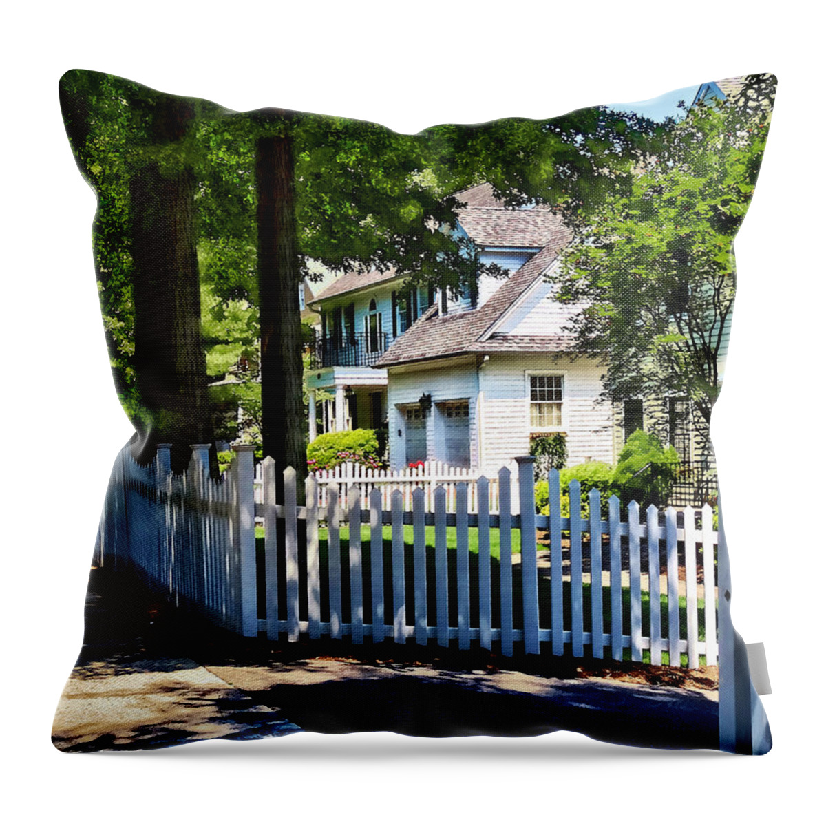Fence Throw Pillow featuring the photograph White Picket Fence by Susan Savad