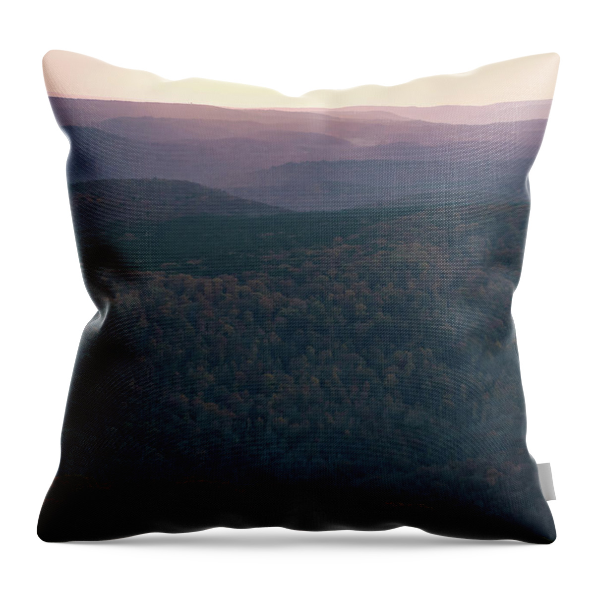 America Throw Pillow featuring the photograph White Rock Mountain Sunset - Northwest Arkansas by Gregory Ballos