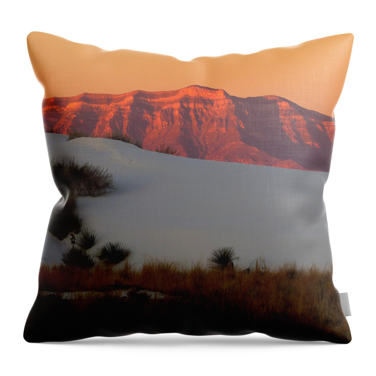 San Andres Mountains Throw Pillow featuring the photograph White Sands Dawn #4 by Cindy McIntyre