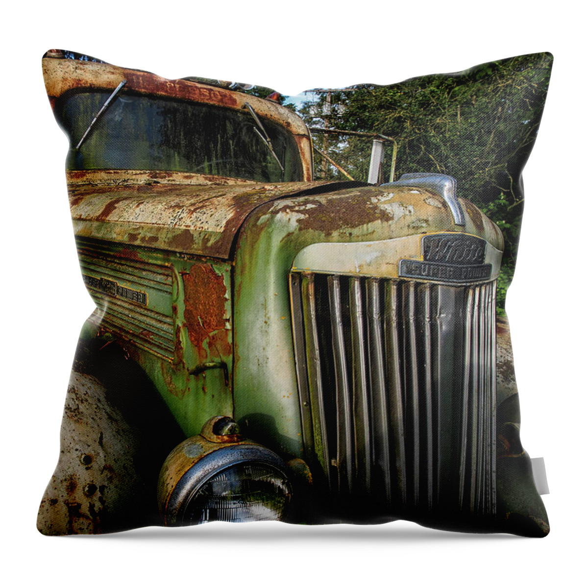 White Truck Throw Pillow featuring the photograph White Super Power Truck by Gary Karlsen