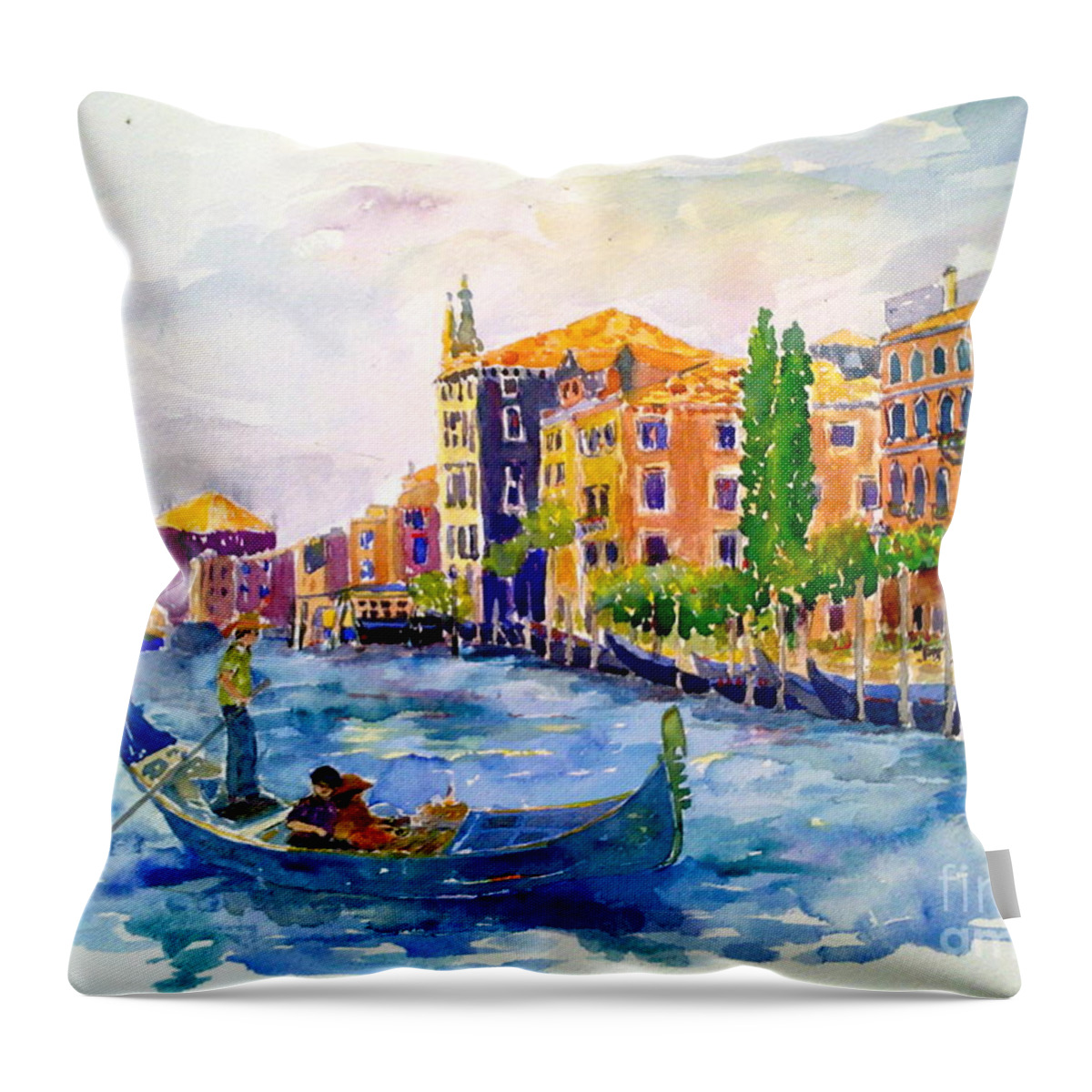 Venice Throw Pillow featuring the painting White Swan of Cities by Patsy Walton