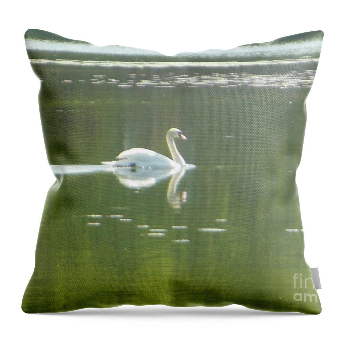 White Mute Throw Pillow featuring the photograph White Swan Silhouette by Rockin Docks Deluxephotos