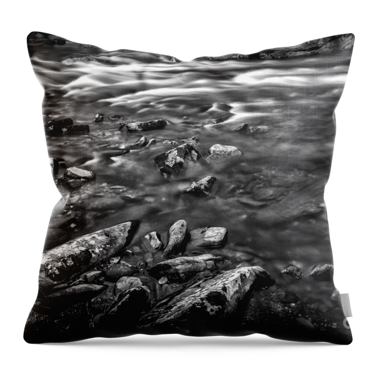 White Throw Pillow featuring the photograph White Water BW by Walt Foegelle