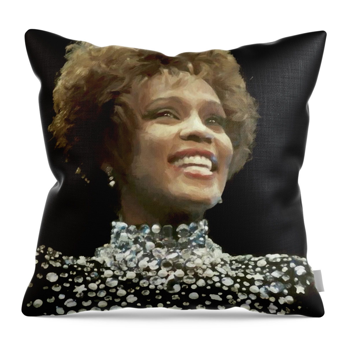 Singer Throw Pillow featuring the photograph Whitney Houston Painting by Concert Photos