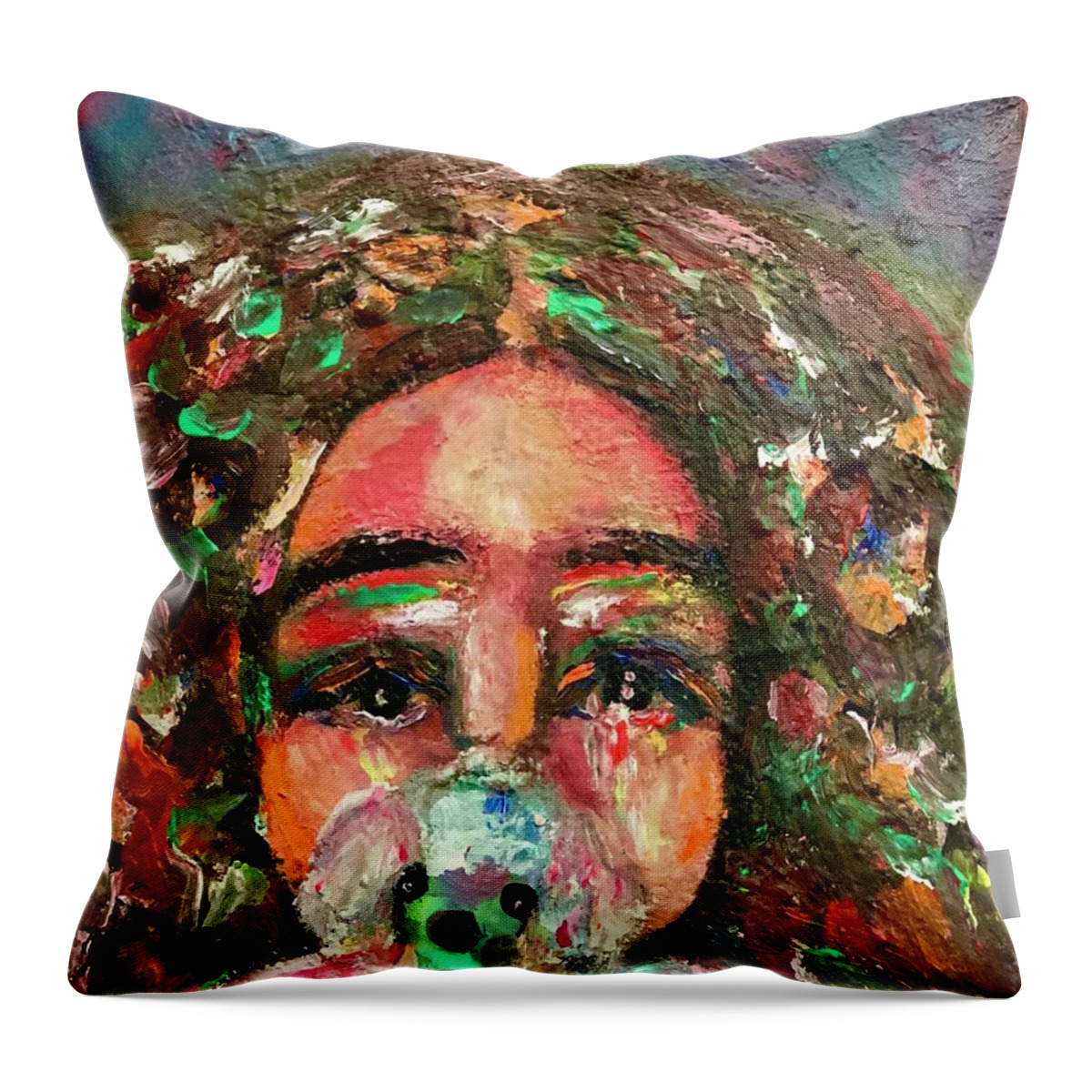  Throw Pillow featuring the painting Why you leave us by Wanvisa Klawklean