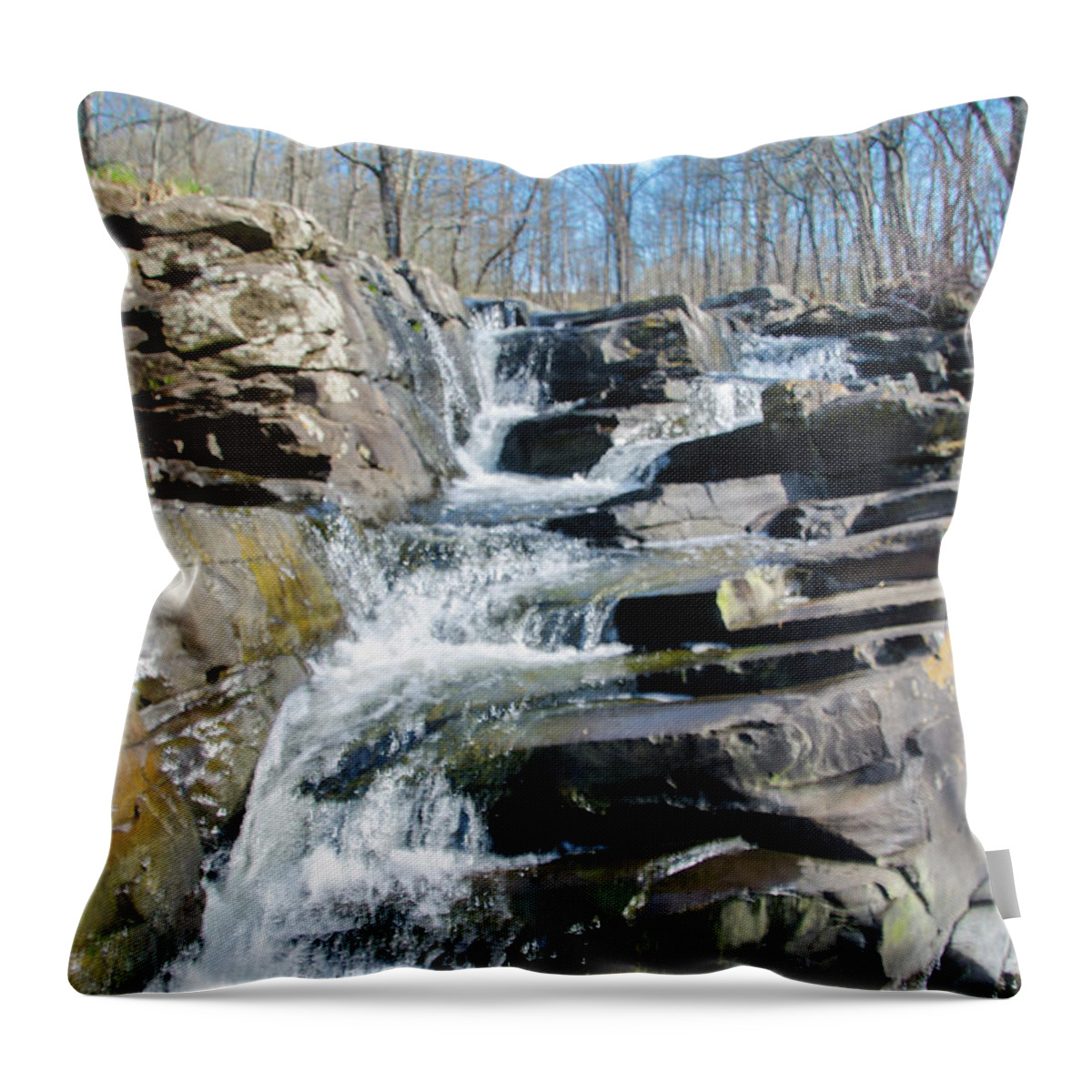 Wickecheoke Throw Pillow featuring the photograph Wickecheoke Creek Waterfall by Bill Cannon