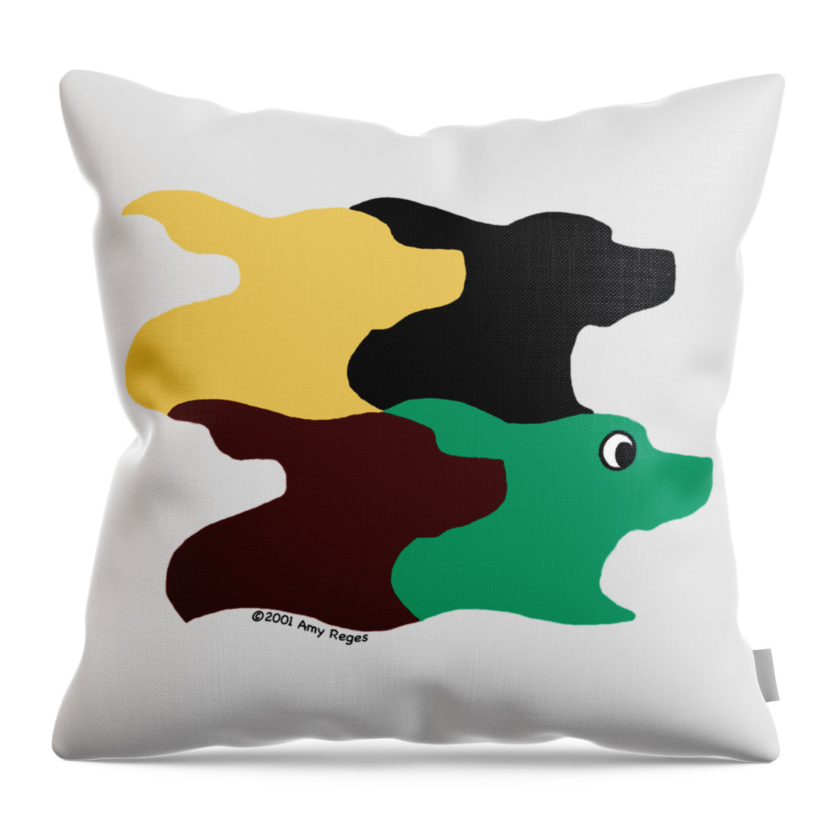 Dogs Throw Pillow featuring the painting Wild and Crazy Tessellating Dogs by Amy Reges