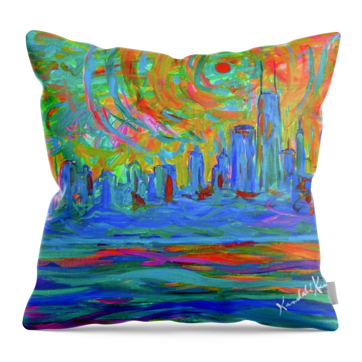 Chicago Prints For Sale Throw Pillow featuring the painting Wild Chicago Ride by Kendall Kessler