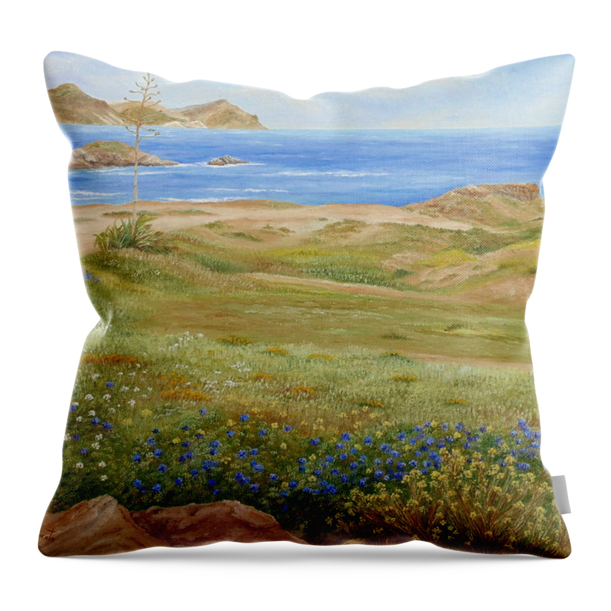 Wild Flowers Throw Pillow featuring the painting Wild Flowers by Angeles M Pomata