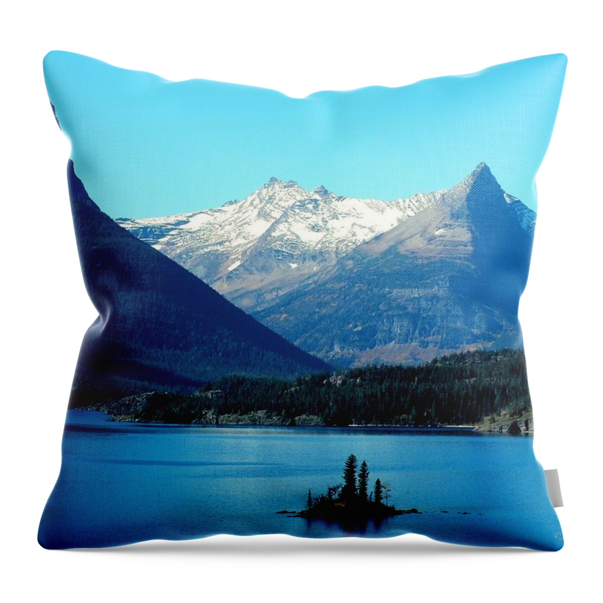 St Mary Lake Throw Pillow featuring the photograph Wild Goose Island by Tracey Vivar
