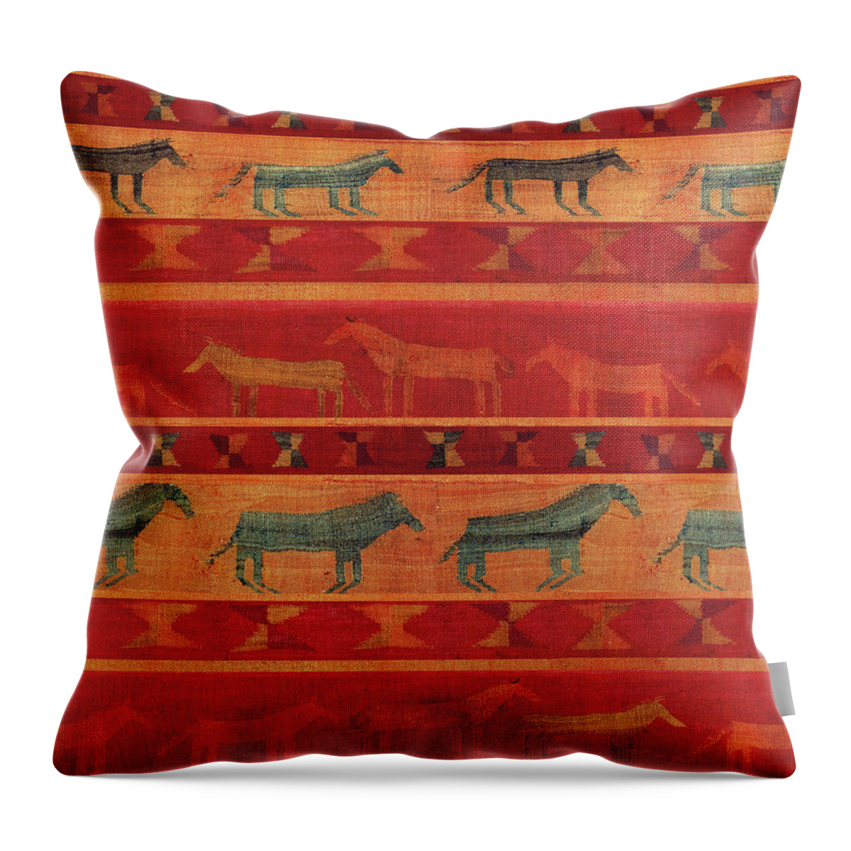 Southwest Decor Throw Pillow featuring the digital art Wild Gypsy Mustangs by Vagabond Folk Art - Virginia Vivier