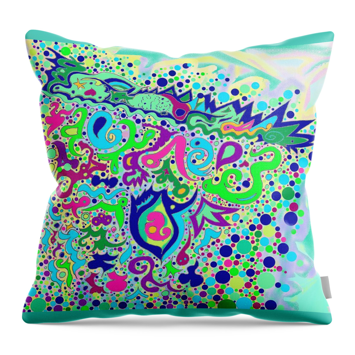 Wild Throw Pillow featuring the drawing Wild Island Creation 1 by Julia Woodman