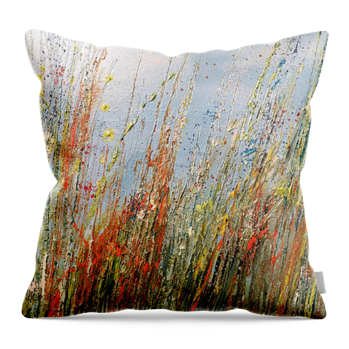 Flowers Throw Pillow featuring the painting Wild n Hay by Dorothy Maier