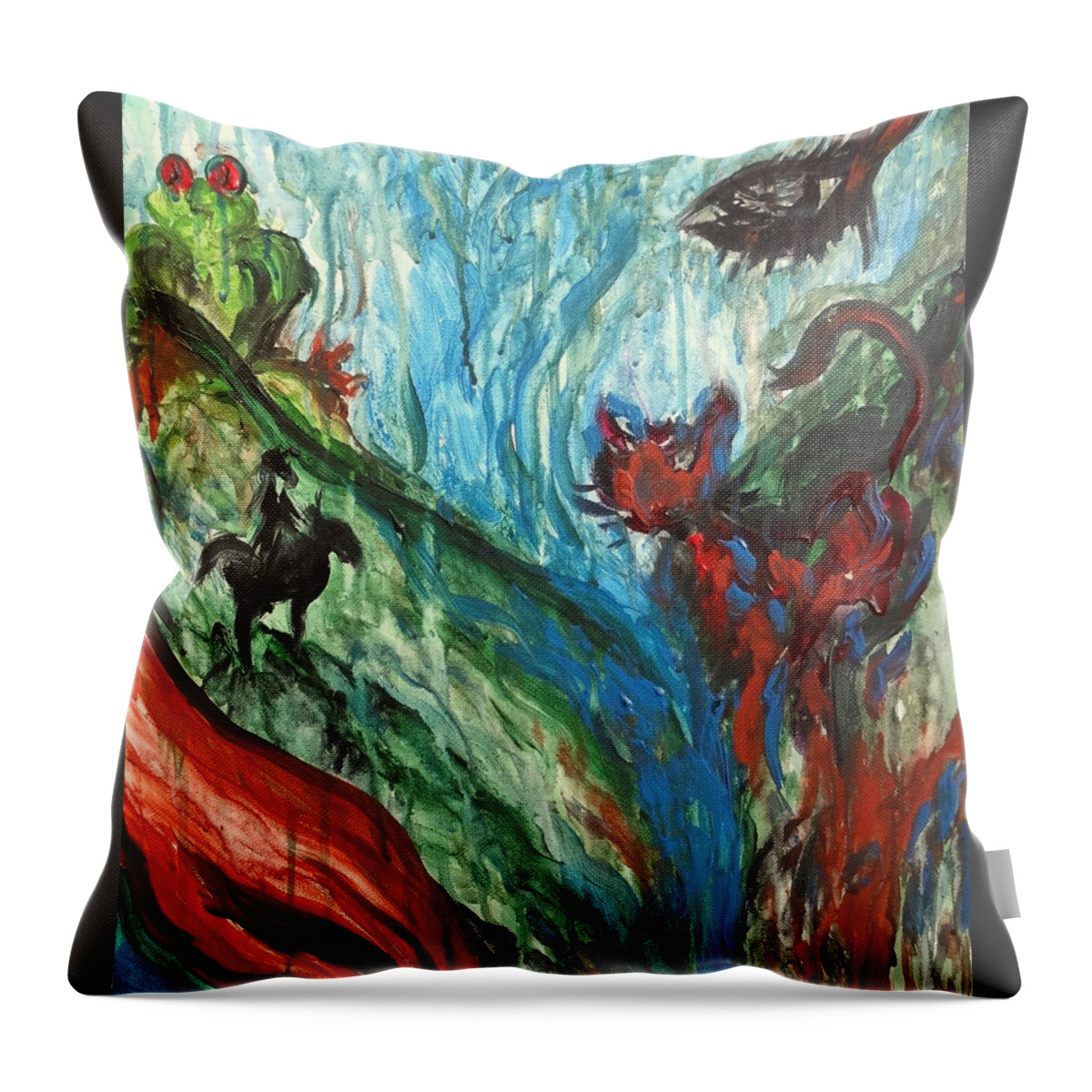 Abstract Throw Pillow featuring the painting Wild Periscope Collaboration by Michelle Pier