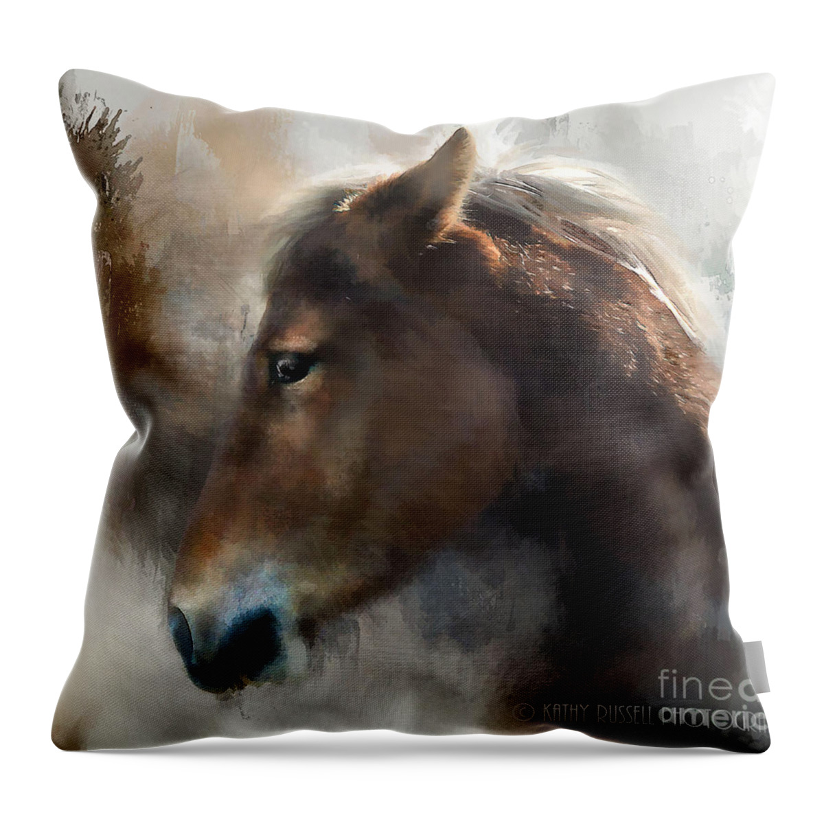 Pony Throw Pillow featuring the photograph Wild Pony by Kathy Russell