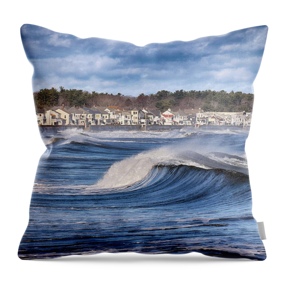 New Hampshire Throw Pillow featuring the photograph Wild Seas by Tricia Marchlik
