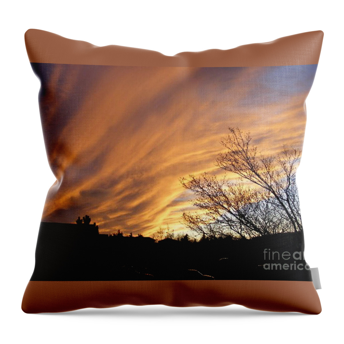 Red Clouds Throw Pillow featuring the photograph Wild Sky of Autumn by Barbara A Griffin