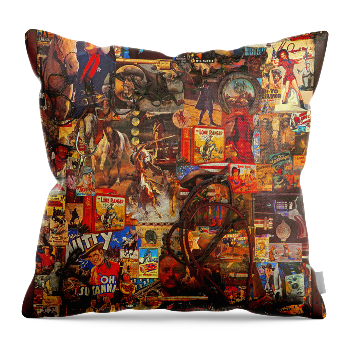 West Throw Pillow featuring the painting Wild West Poster by William Cain
