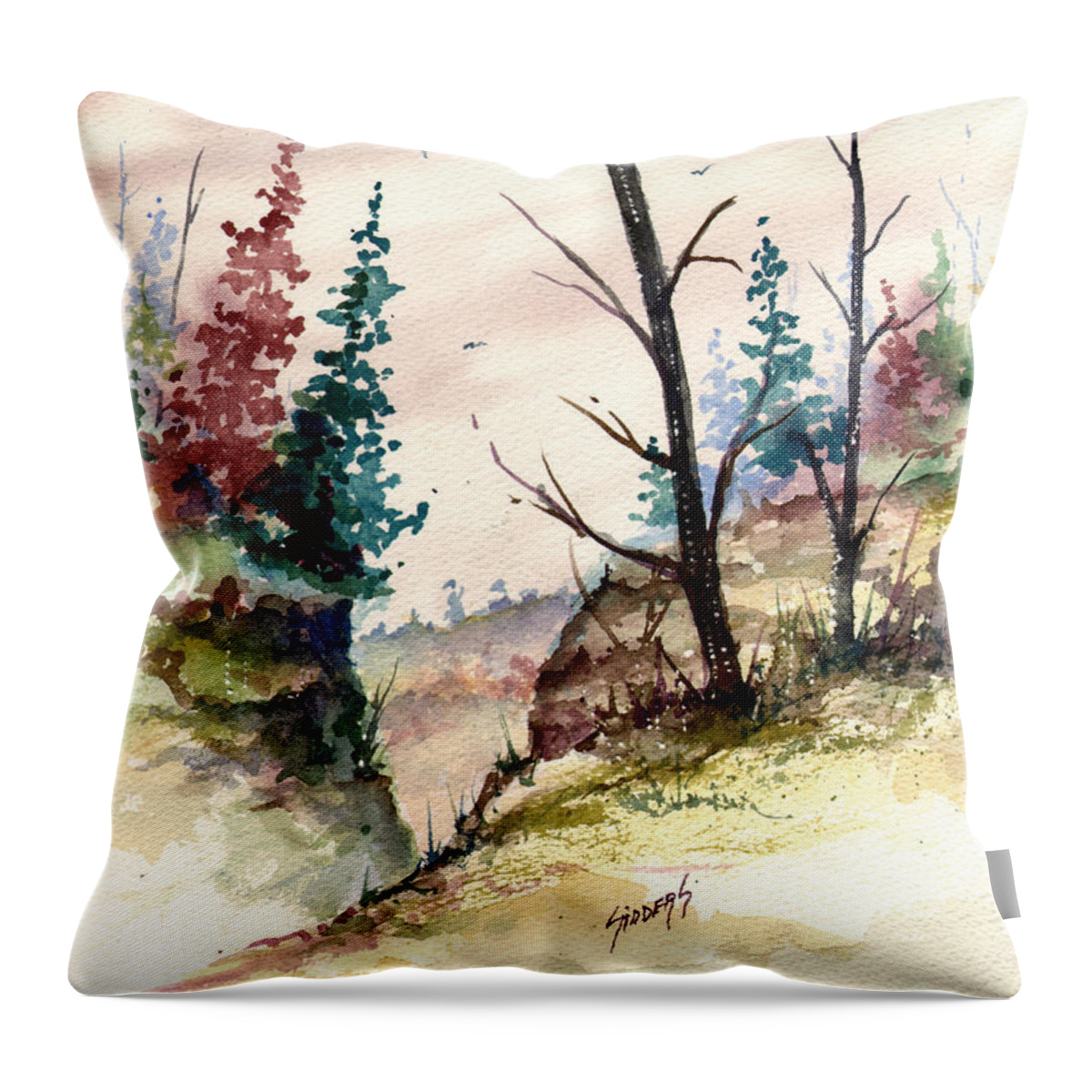 Woods Throw Pillow featuring the painting Wilderness II by Sam Sidders