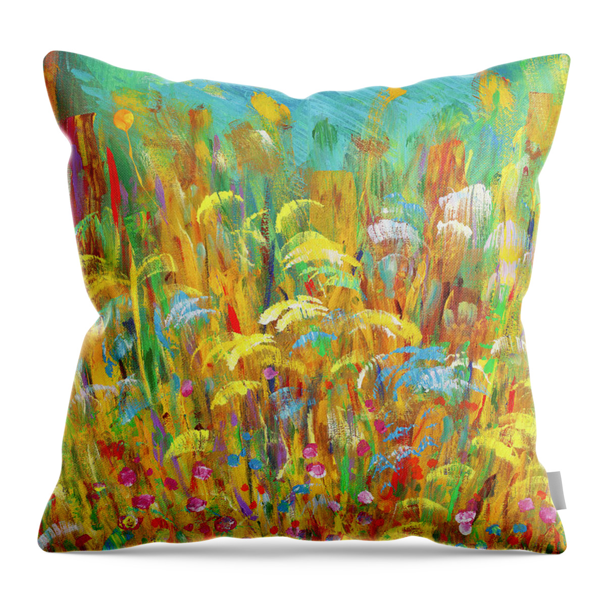 Wildflowers Throw Pillow featuring the painting Wildflowers by Bjorn Sjogren