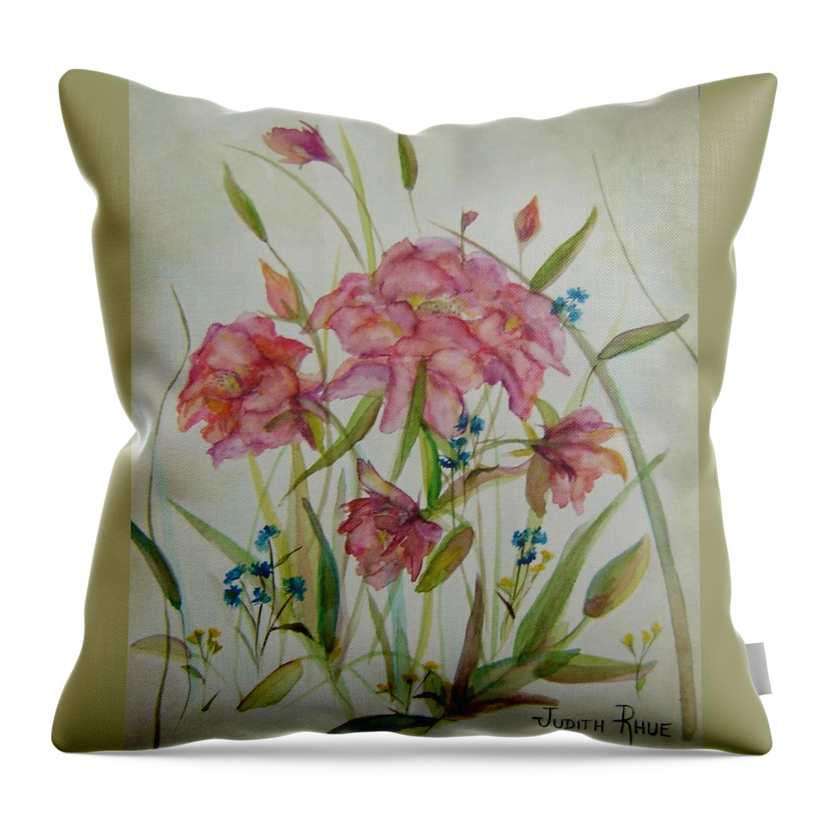 Wildflowers Throw Pillow featuring the painting Wildflowers by Judith Rhue