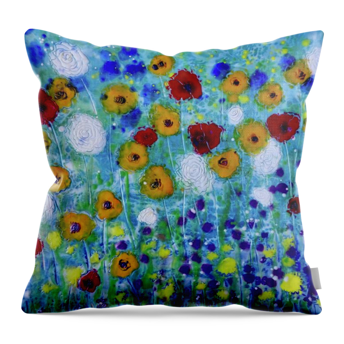 Painting Throw Pillow featuring the painting Wildflowers Never Fade by Amy Stielstra