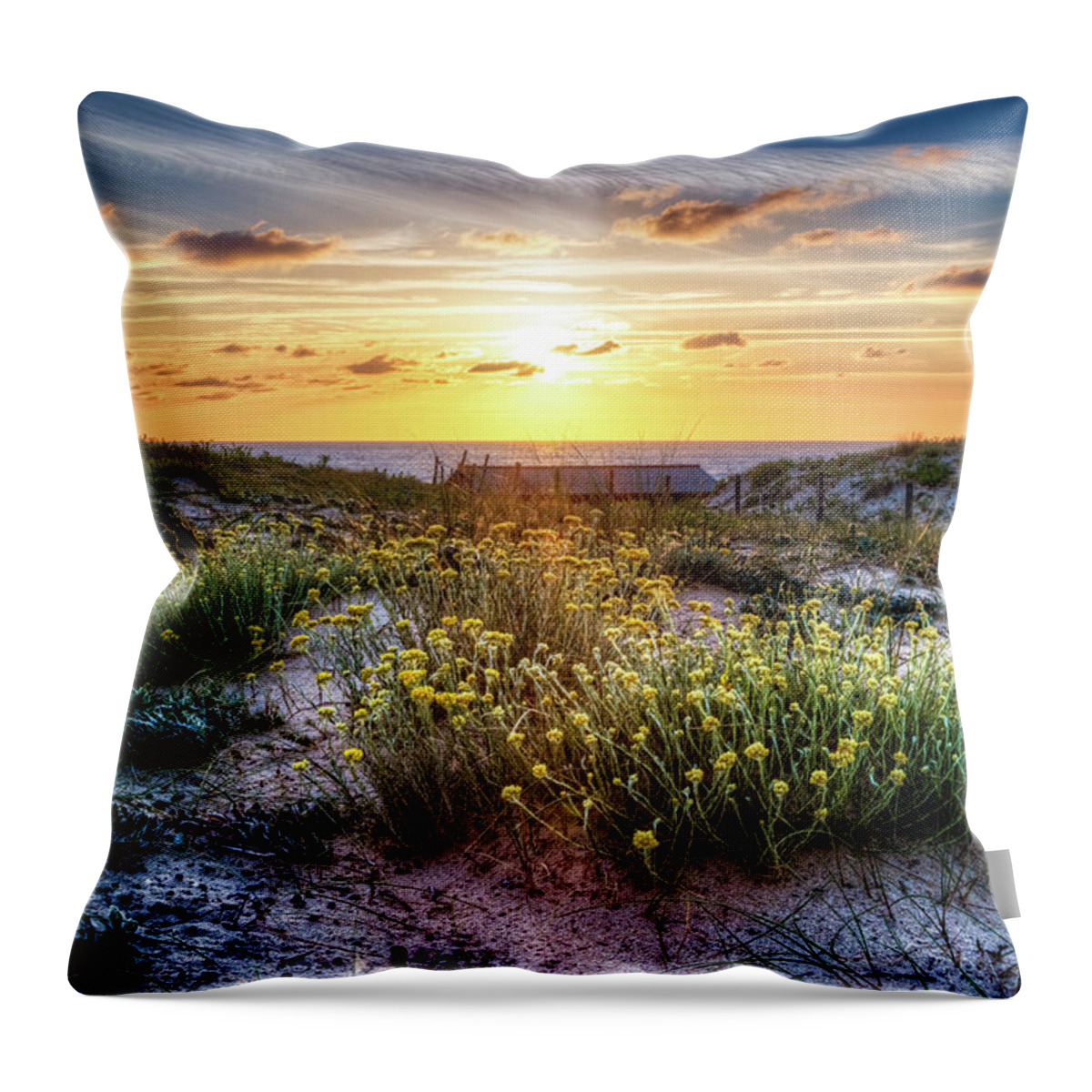 French Throw Pillow featuring the photograph Wildflowers on the Sand Dunes by Debra and Dave Vanderlaan