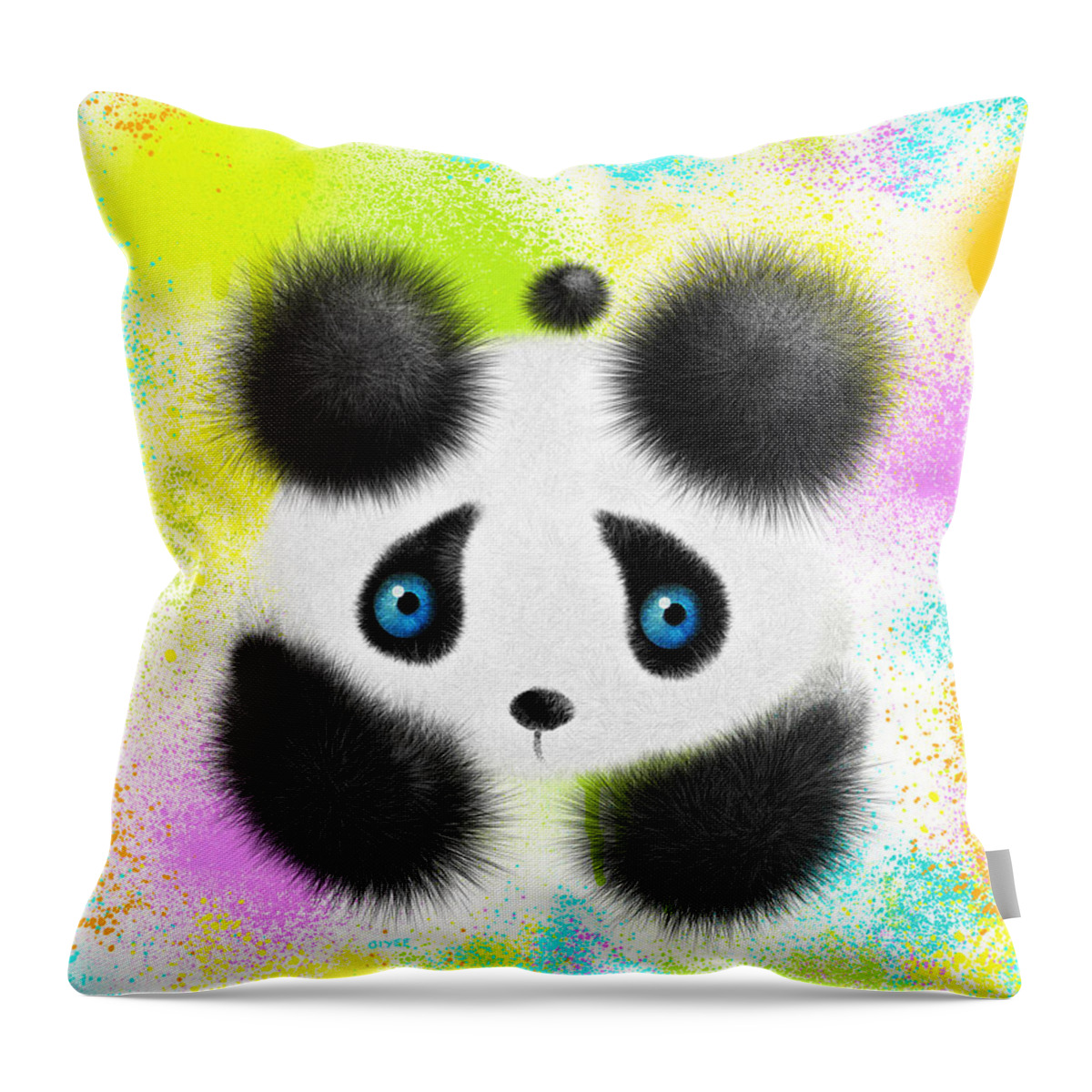 Panda Throw Pillow featuring the painting Will I Fit In by Oiyee At Oystudio