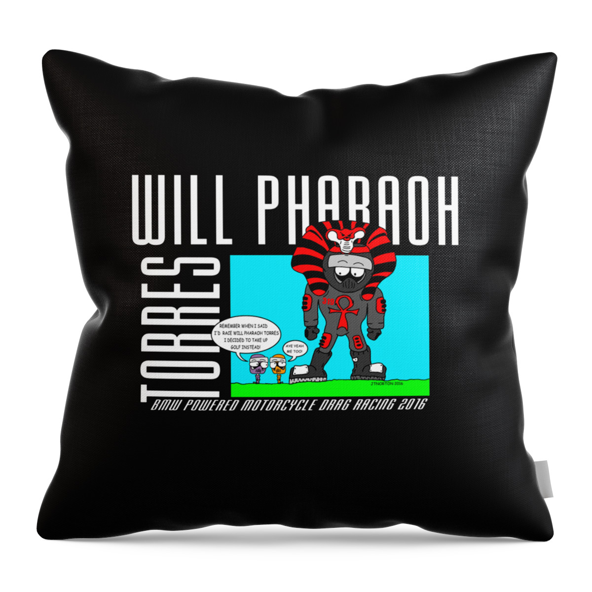 Race Throw Pillow featuring the digital art Will Pharaoh Torres 002 by Jack Norton