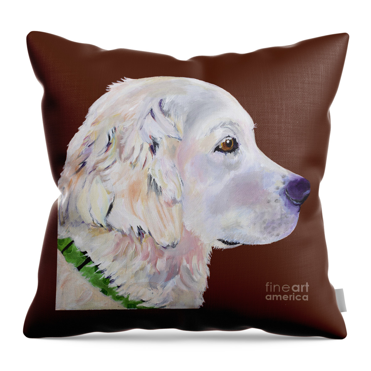 Creamy Golden Retriever Throw Pillow featuring the painting Willard by Pat Saunders-White