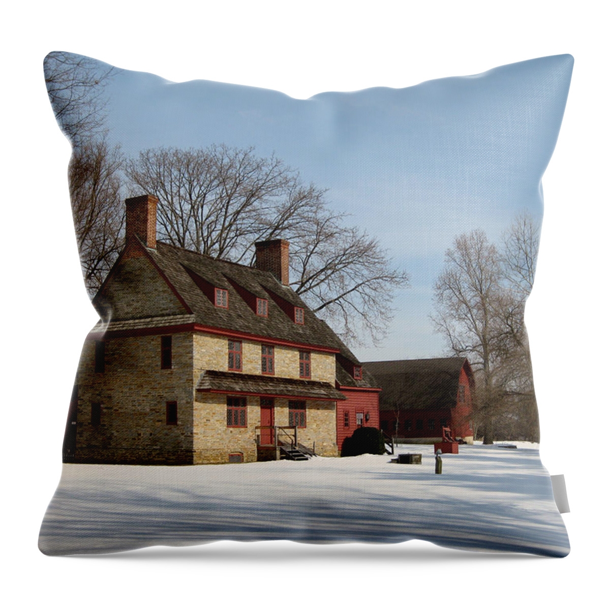 William Throw Pillow featuring the photograph William Brinton House, 1704 by Gordon Beck