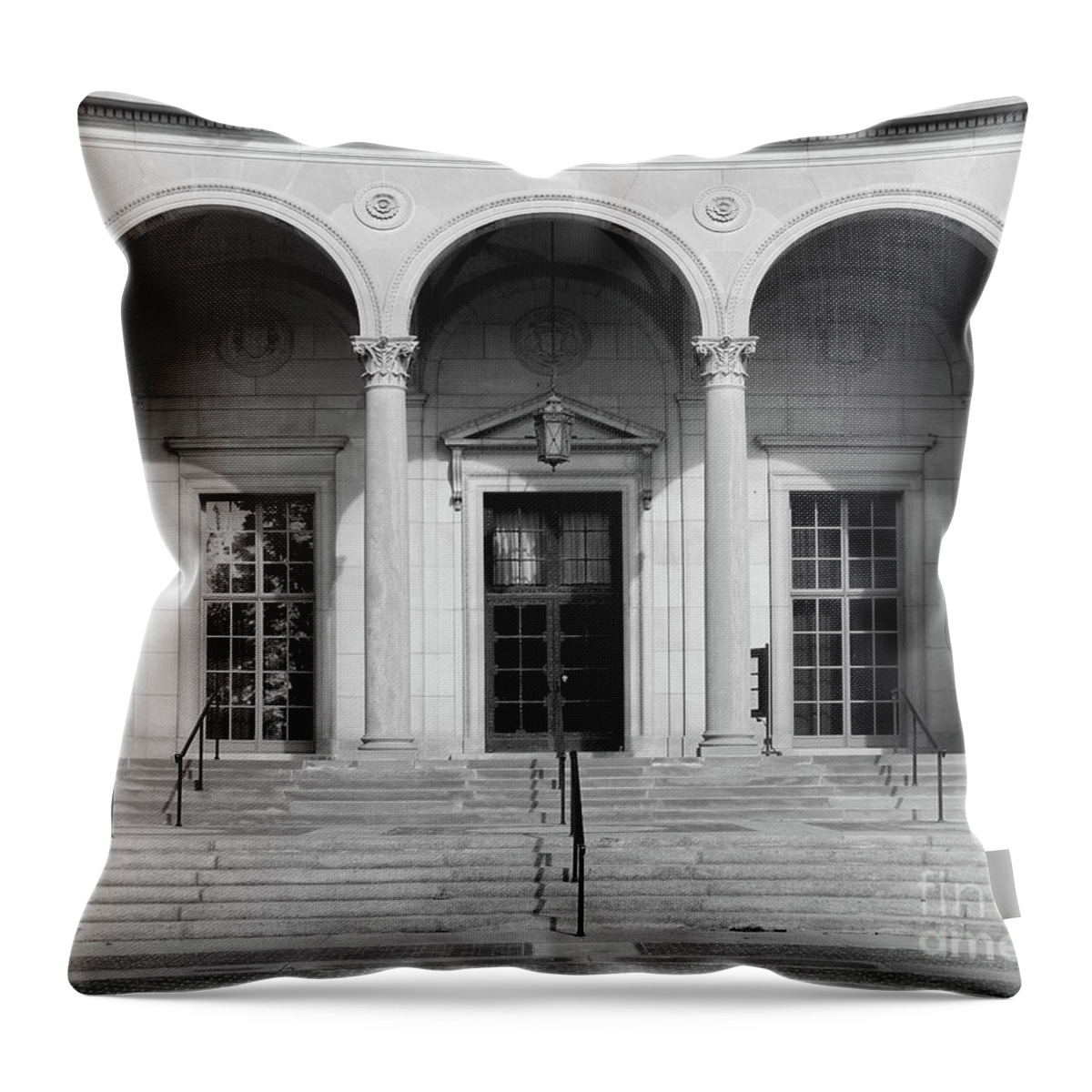 Ann Arbor Throw Pillow featuring the photograph Historical Library Building by Phil Perkins