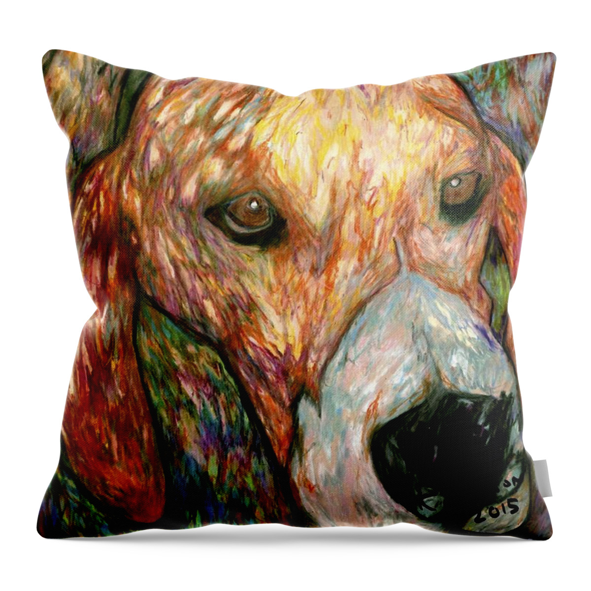 A Great Dog Throw Pillow featuring the drawing Willie by Jon Kittleson