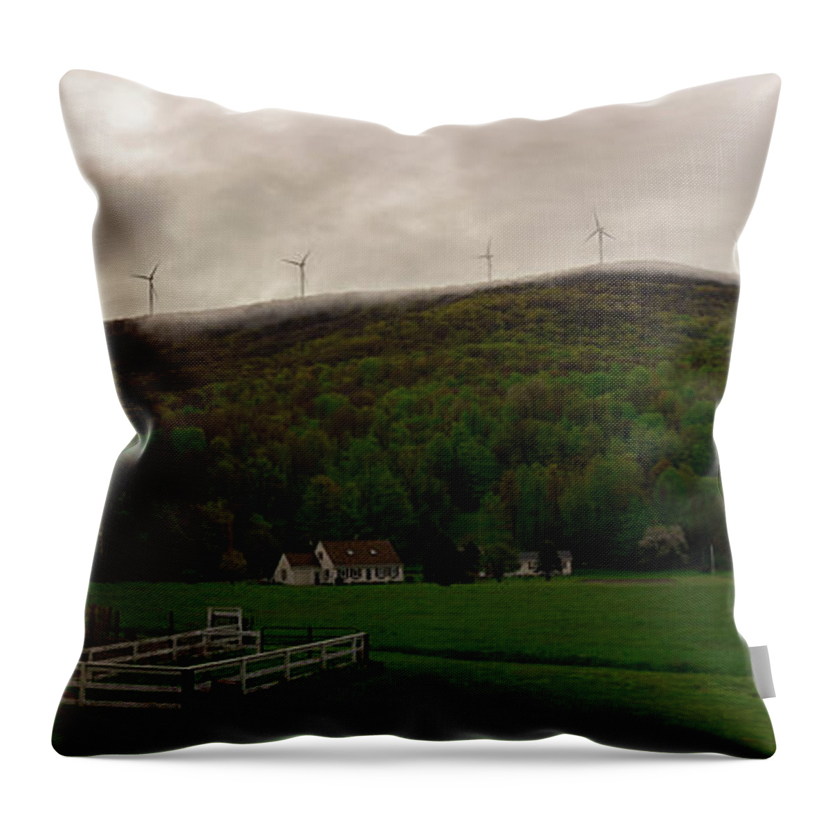Wind Farm Throw Pillow featuring the photograph Wind Farm - Hancock Mass by Kirkodd Photography Of New England