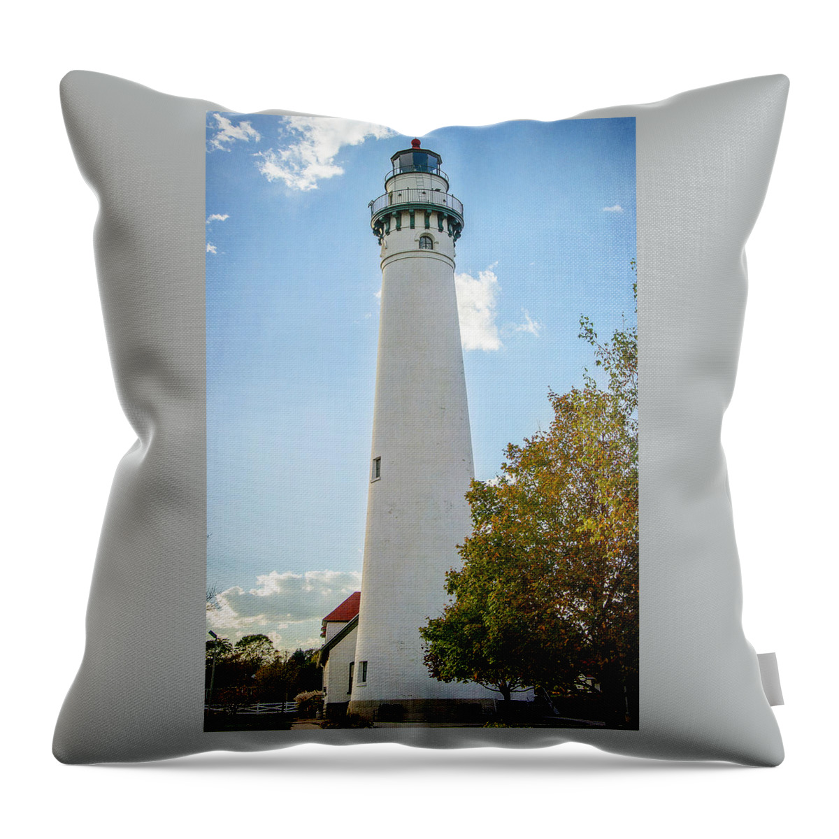 Wind Point Lighthouse 3 Throw Pillow featuring the photograph Wind Point Lighthouse 3 by Susan McMenamin