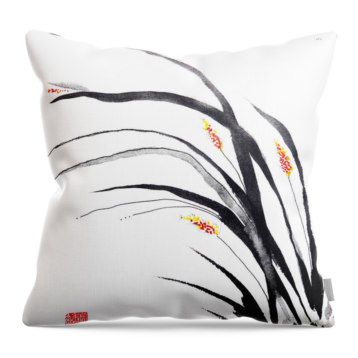 Sumi Throw Pillow featuring the painting Wind Swept by Casey Shannon