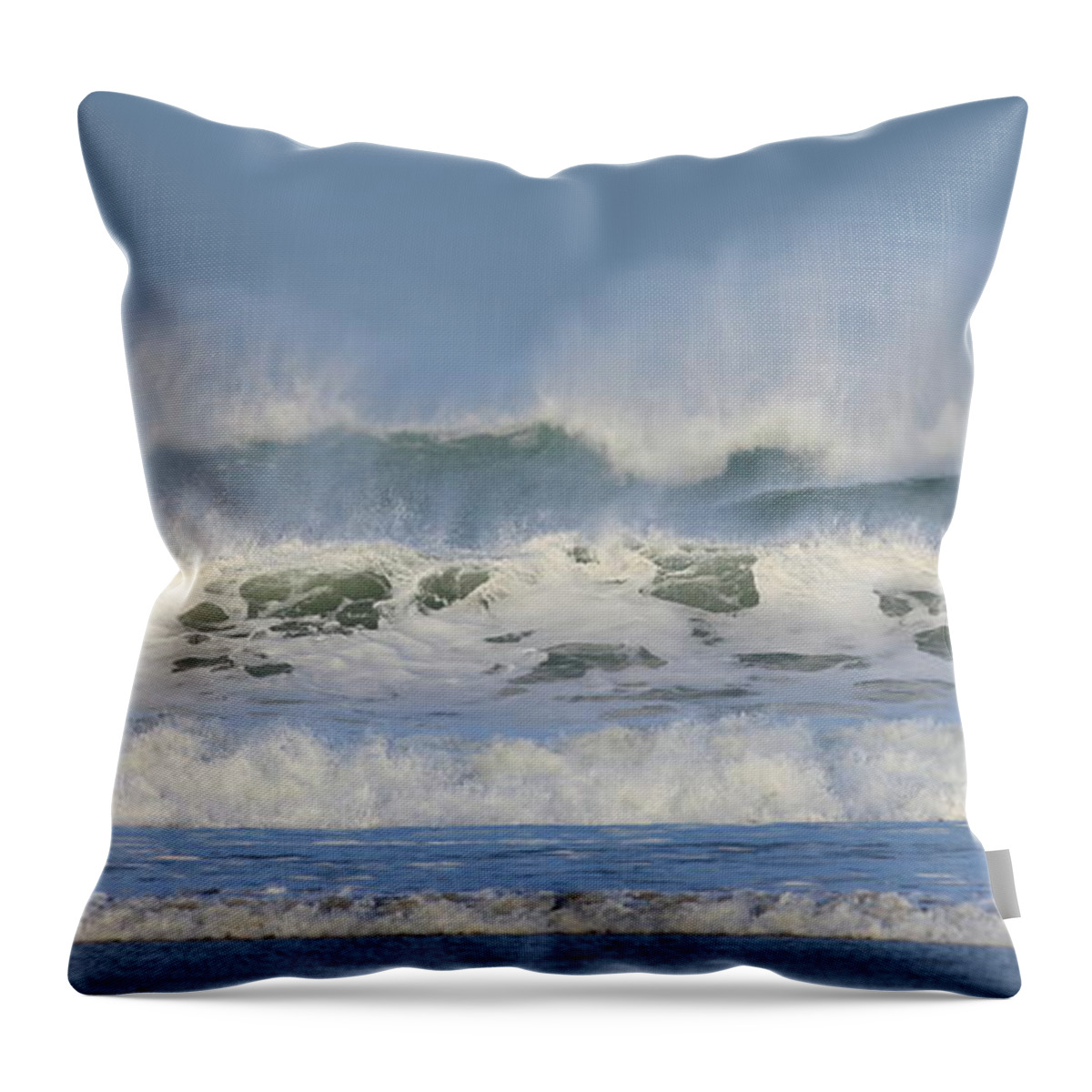 Background Throw Pillow featuring the photograph Wind swept waves by Nicholas Burningham