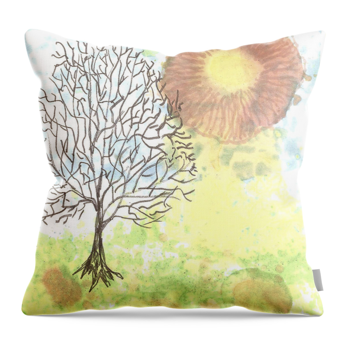 Tree Throw Pillow featuring the mixed media Windblown Three by Wayne Potrafka
